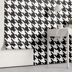 Tapet Personalizat Patterns cu model clasic in alb si negru - HOUNDSTOOTH PATTERN