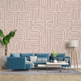 Tapet Personalizat Patterns cu model abstract grafic in stil boho in nuante de bej - BEIGE GRAPHIC LINES