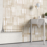 Tapet Personalizat Patterns cu dungi albe abstracte intr-un fundal bej - SUNNY BEIGE STRIPES