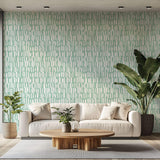 Tapet Personalizat Patterns cu model abstract pe un fundal verde - SAGE LINES