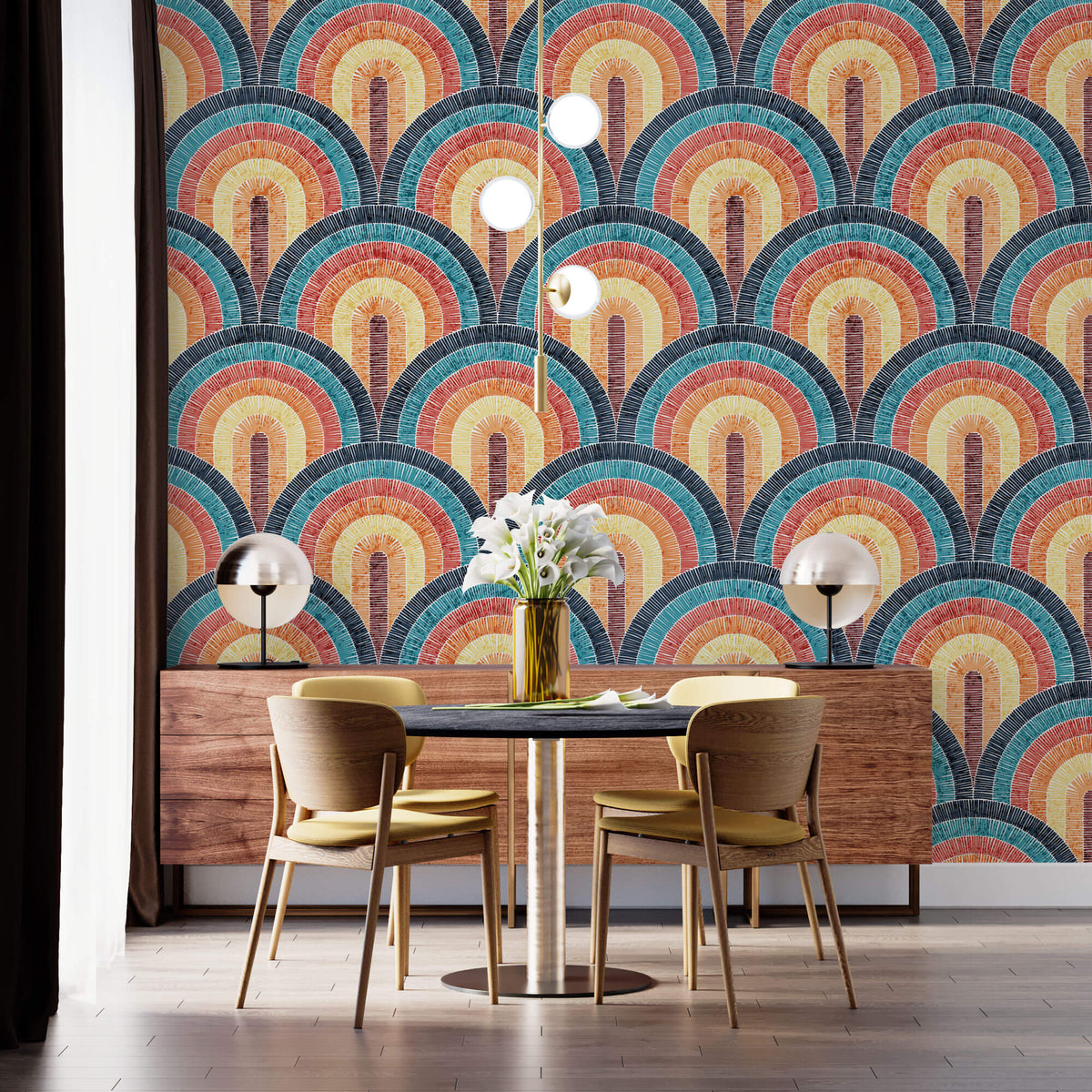 Tapet Personalizat Patterns arcade colorate in stil curcubeu - RAINBOW ARCHES