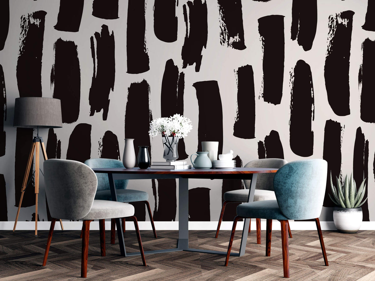 Tapet Personalizat Patterns cu dungi negre abstracte - BLACK SUMI LINES