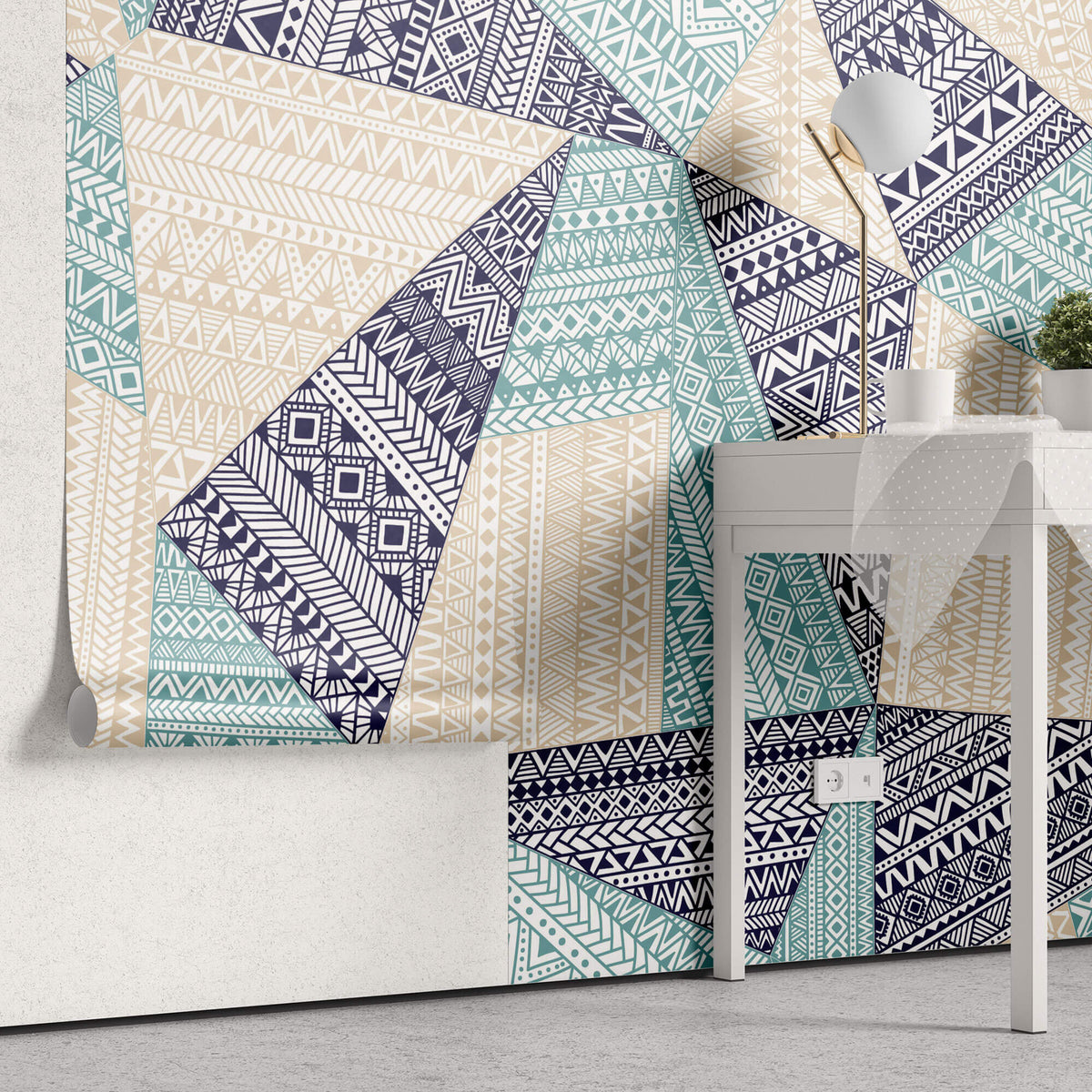 Tapet Personalizat Patterns cu triunghiuri si modele tribale - BOHO TRIANGLES