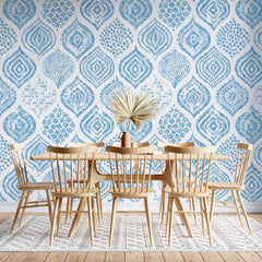 Tapet Personalizat Patterns cu forme rotunde abstracte pictate in stil boho in nuante de albastru - BLUE BOHO GLOBES