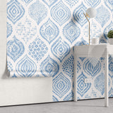 Tapet Personalizat Patterns cu forme rotunde abstracte pictate in stil boho in nuante de albastru - BLUE BOHO GLOBES