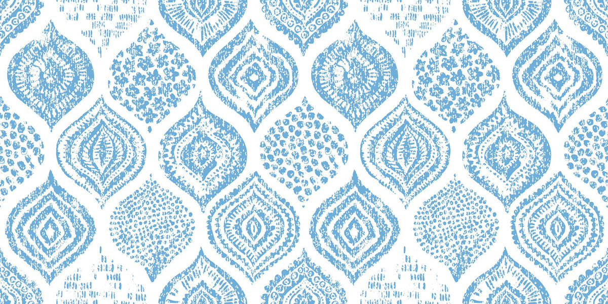 Tapet Personalizat Patterns cu forme rotunde abstracte pictate in stil boho in nuante de albastru - BLUE BOHO GLOBES
