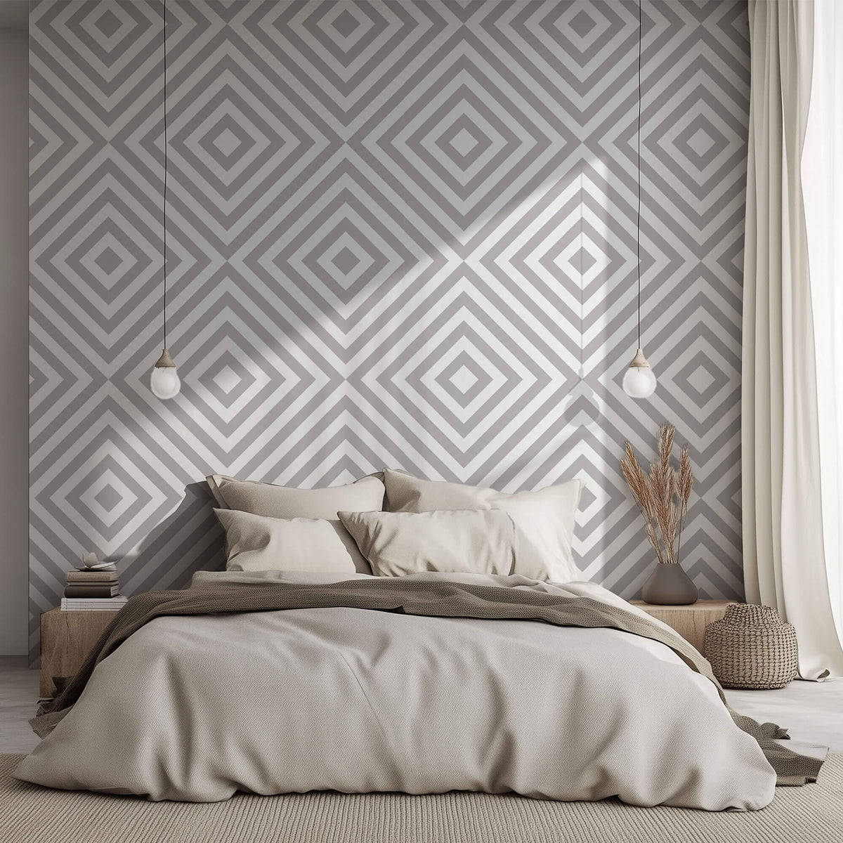 Tapet Personalizat Patterns cu forme hexagonale in nuante de bej - SQUARE BEIGE