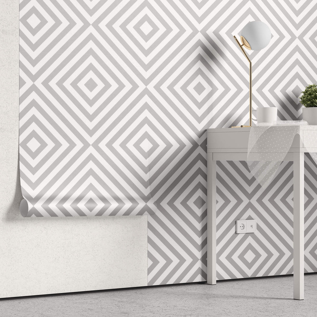 Tapet Personalizat Patterns cu forme hexagonale in nuante de bej - SQUARE BEIGE