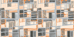 Tapet Personalizat Patterns cu model abstract in nuante gri si portocalii - PAINTED ABSTRACT