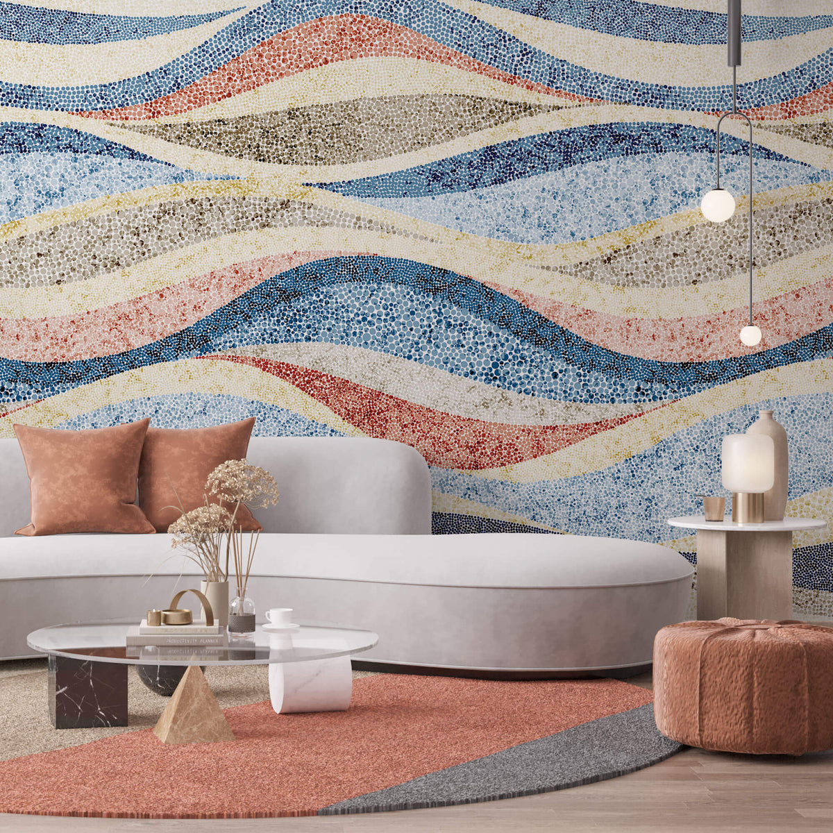 Tapet Personalizat Patterns cu ilustratie abstracta in valuri punctate - DOTTY WAVE