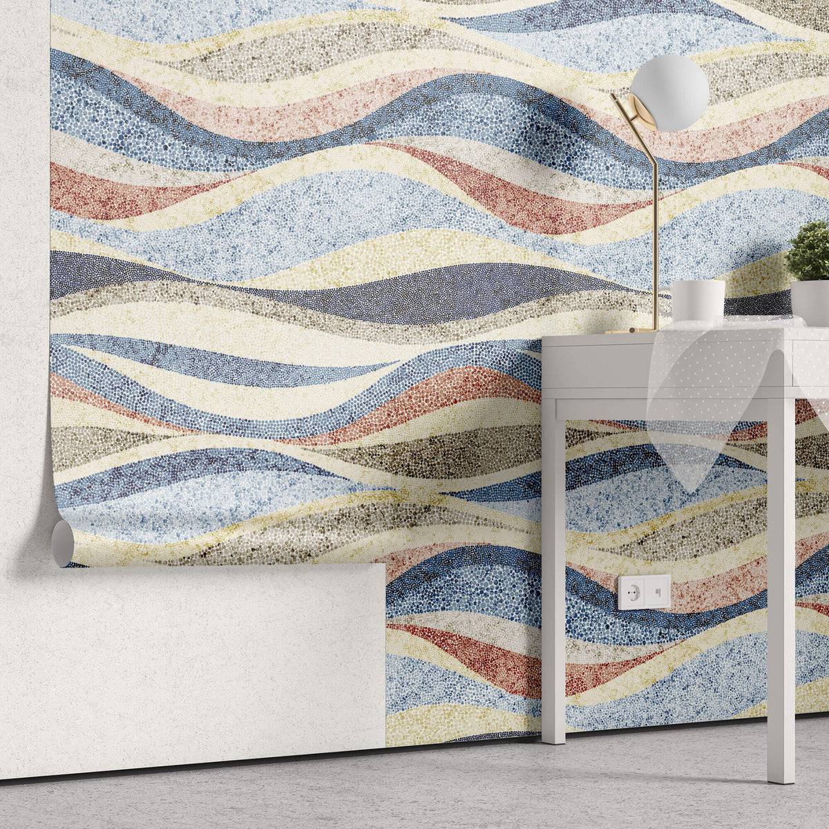 Tapet Personalizat Patterns cu ilustratie abstracta in valuri punctate - DOTTY WAVE
