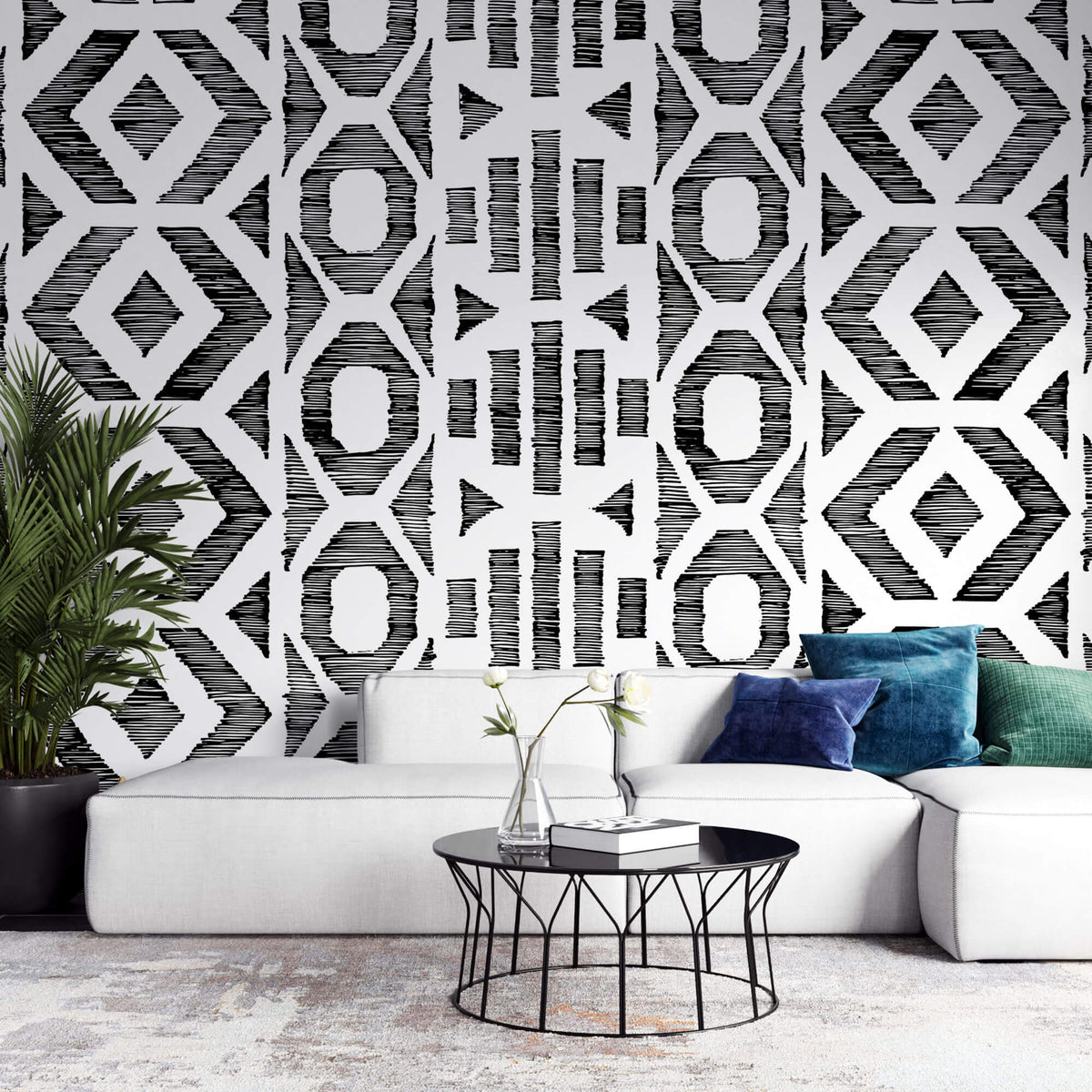 Tapet Personalizat Patterns cu model abstract in dungi negre - LINY SHAPES