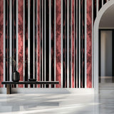 Tapet Personalizat Patterns in dungi rosii si negre - ABSTRACT TEXTURED LINES