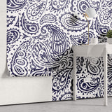 Tapet Personalizat Patterns cu model abstract de bandana in nuante de albastru - DARK BLUE BANDANA