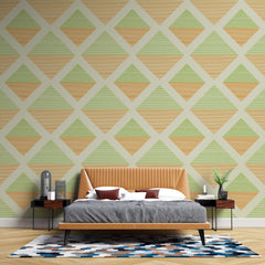 Tapet Personalizat Patterns cu romburi in nuante de verde si portocaliu - GREEN AND ORANGE
