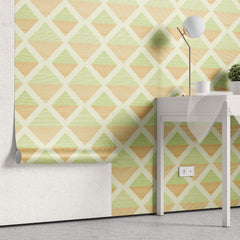 Tapet Personalizat Patterns cu romburi in nuante de verde si portocaliu - GREEN AND ORANGE