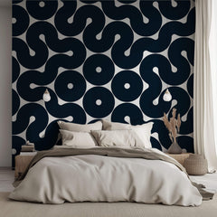 Tapet Personalizat Patterns cu model abstract in nuante de negru - THICK LINES