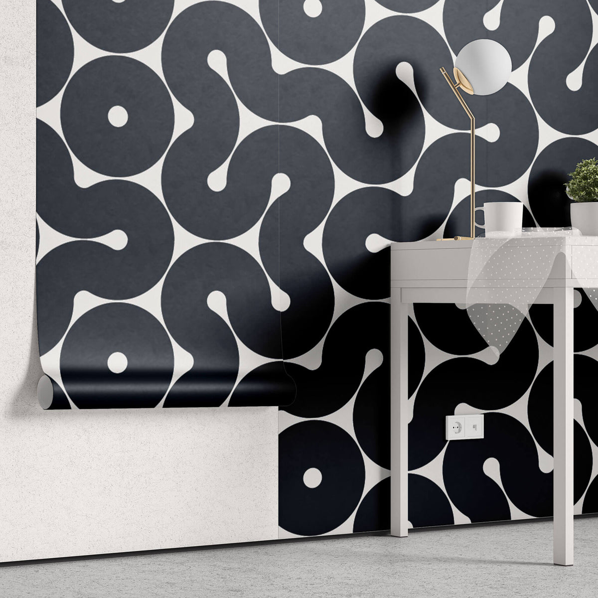 Tapet Personalizat Patterns cu model abstract in nuante de negru - THICK LINES