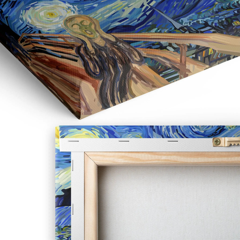 Tablou canvas ce reproduce tipatul in mijlocul unei noptii instelate scream on a starry night