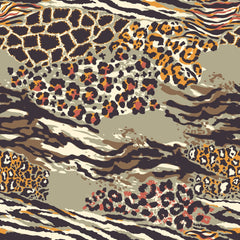 Tapet personalizat abstract cu model animal print de leopard si tigru in nuante calde maronii cheeath