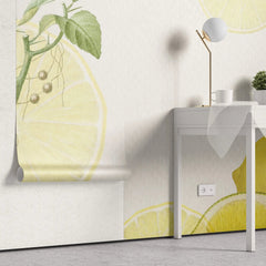 Tapet personalizat abstract cu citrice lamai si lime pe un fundal alb lemon tree