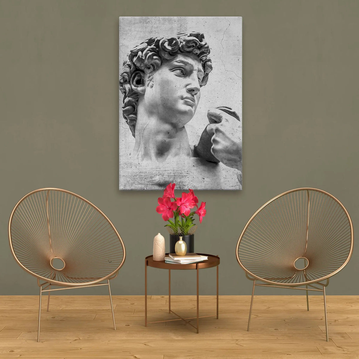 Tablou canvas care il infatiseaza pe eroul biblic david care este renumit pentru victoria sa asupra uriasului goliat the david statue