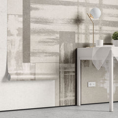 Tapet personalizat abstract cu dungi in nuante maronii painted beige