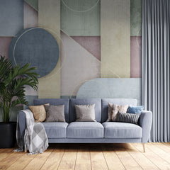 Tapet personalizat abstract cu forme geometrice colorate fad faded geometrics
