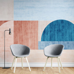 Tapet personalizat abstract cu forme geometrice in nuante de rosu si albastru crimson blue