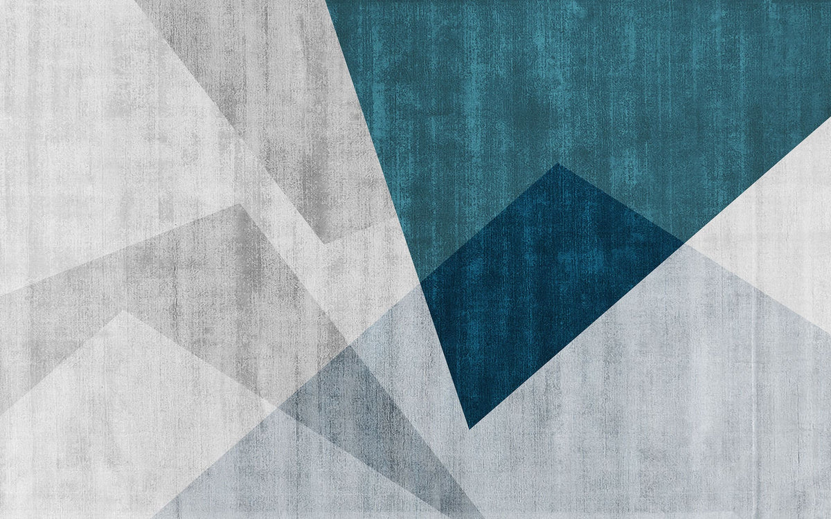 Tapet personalizat abstract cu forme geometrice care se suprapun in nuante de albastru blue overlay
