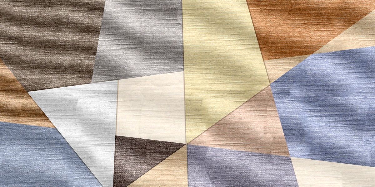 Tapet personalizat abstract cu texturi abstracte in nuante complementare textile scraps