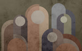 Tapet personalizat abstract cu forme rotunde abstracte in nuante inchise round points