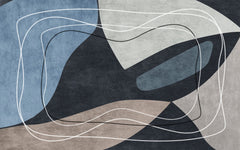 Tapet personalizat abstract cu linii si forme abstracte in nuante de albastru lines&waves