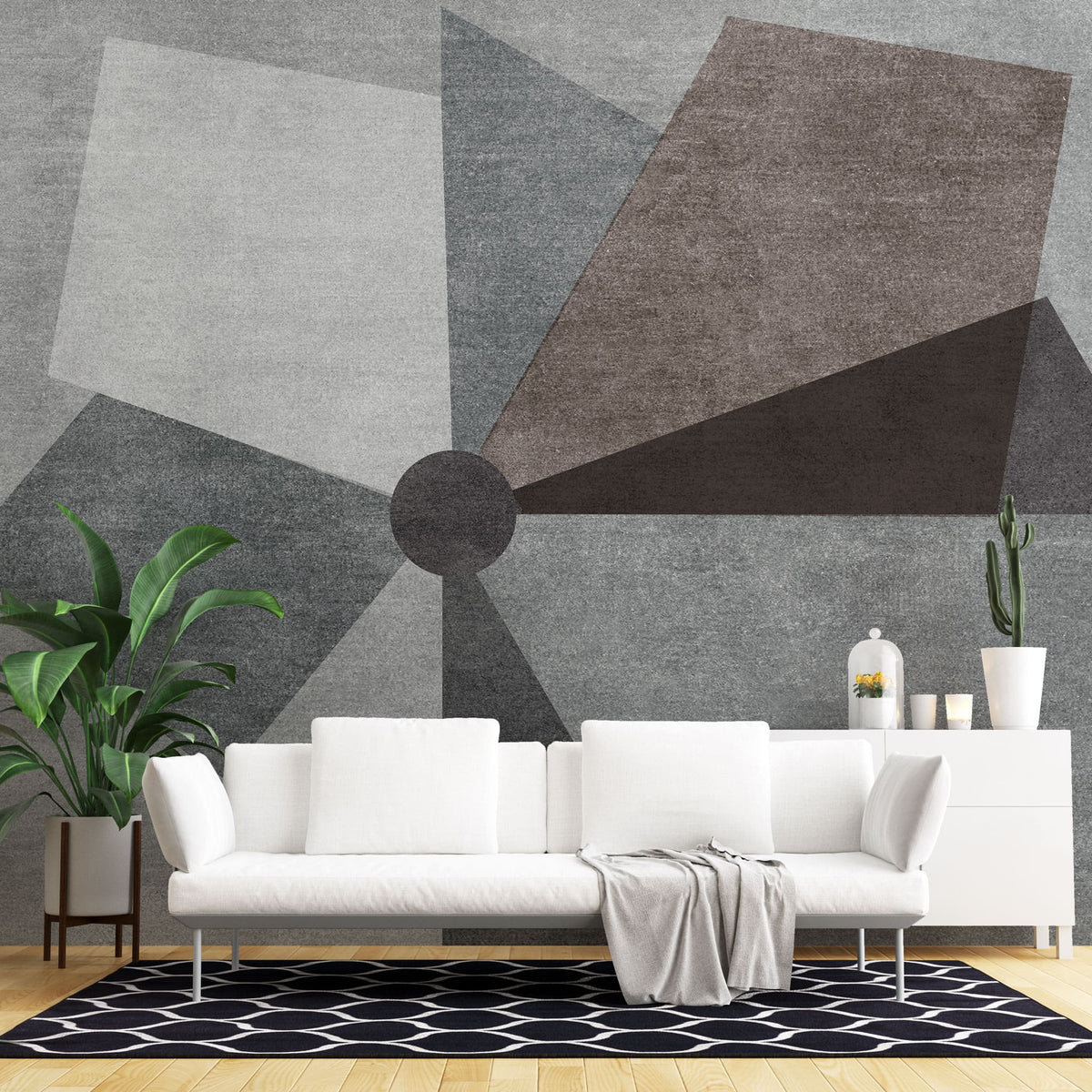 Tapet personalizat abstract cu forma abstracta de moara de vant in culori inchise dark mill