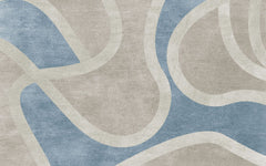 Tapet personalizat abstract cu forme abstracte in nuante de albastru si bej abstract rivers