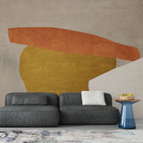 Tapet personalizat abstract cu forme abstracte in nuante aurii si portocalii golden zen