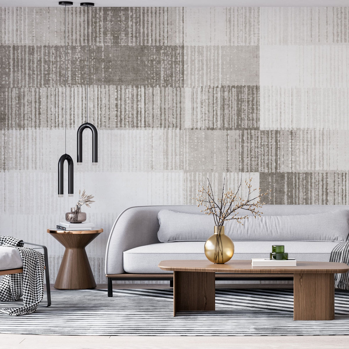 Tapet personalizat abstract cu dungi abstracte in nuante de bej beige tones