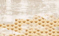 Tapet personalizat abstract cu evantaie abstracte aurii golden fans