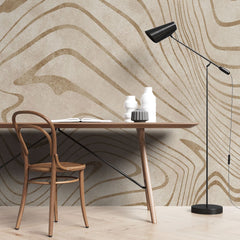 Tapet personalizat abstract cu forma abstracta in nuante de bej moving sands