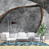 Tapet personalizat abstract cu model abstract in nuante de gri si insertii de bronz stylish grey