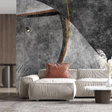 Tapet personalizat abstract cu model abstract in nuante de gri si insertii de bronz stylish grey
