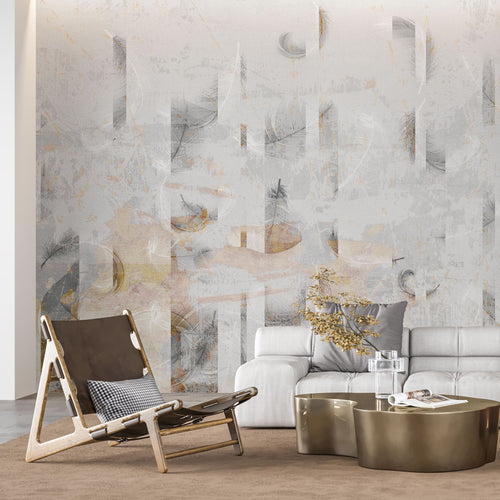 Tapet personalizat abstract cu model abstract de pene albe abstract feathers