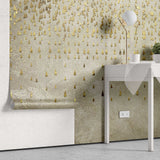 Tapet personalizat abstract cu textura de perete si picaturi aurii golden droplets