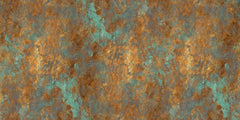 Tapet personalizat abstract cu o textura de piatra aramie cu accente turcoaz oferind un aspect industrial si artistic rusty turquoise
