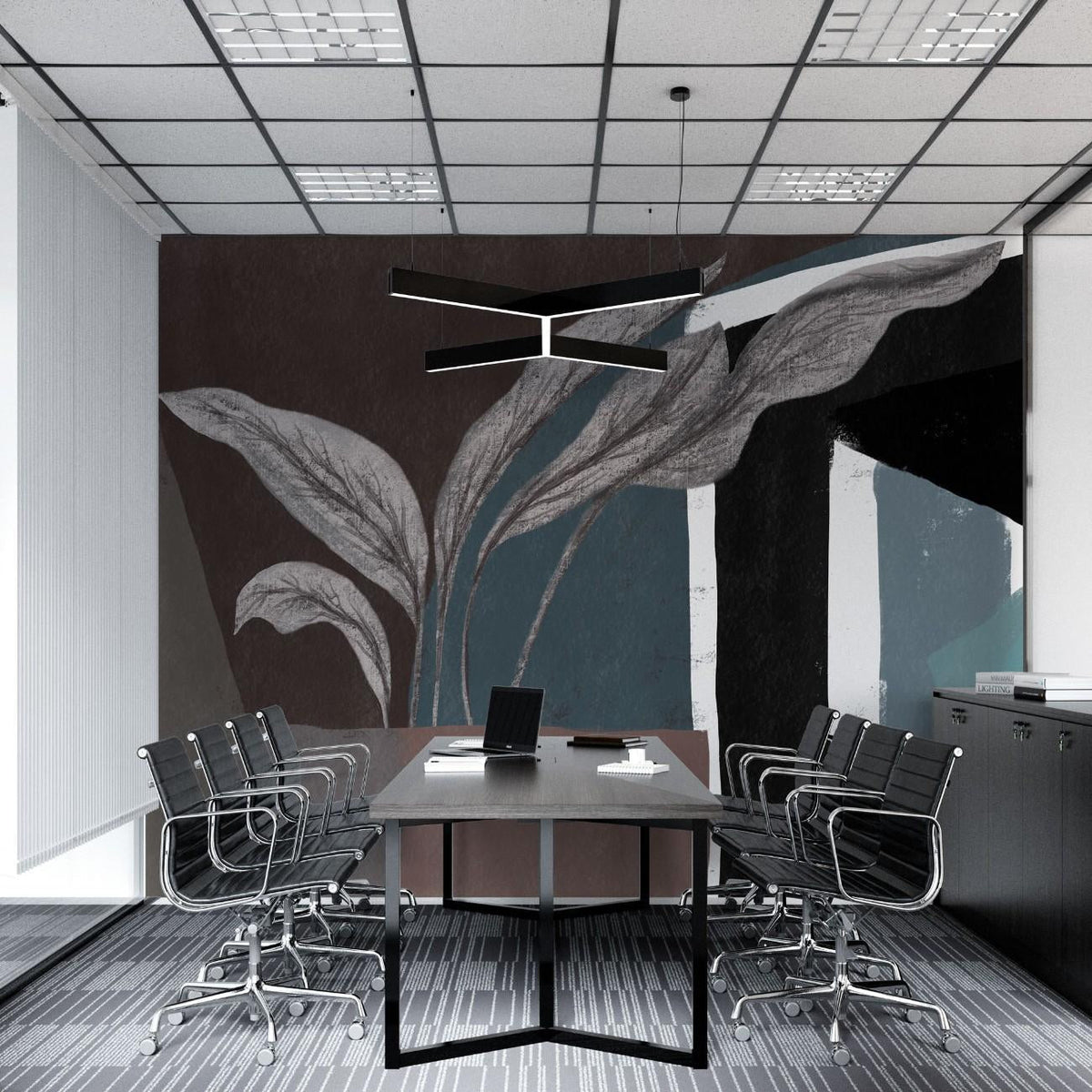Tapet personalizat abstract cu o reprezentare statica a naturii cu elemente stilizate ce aduce liniste si echilibru still nature