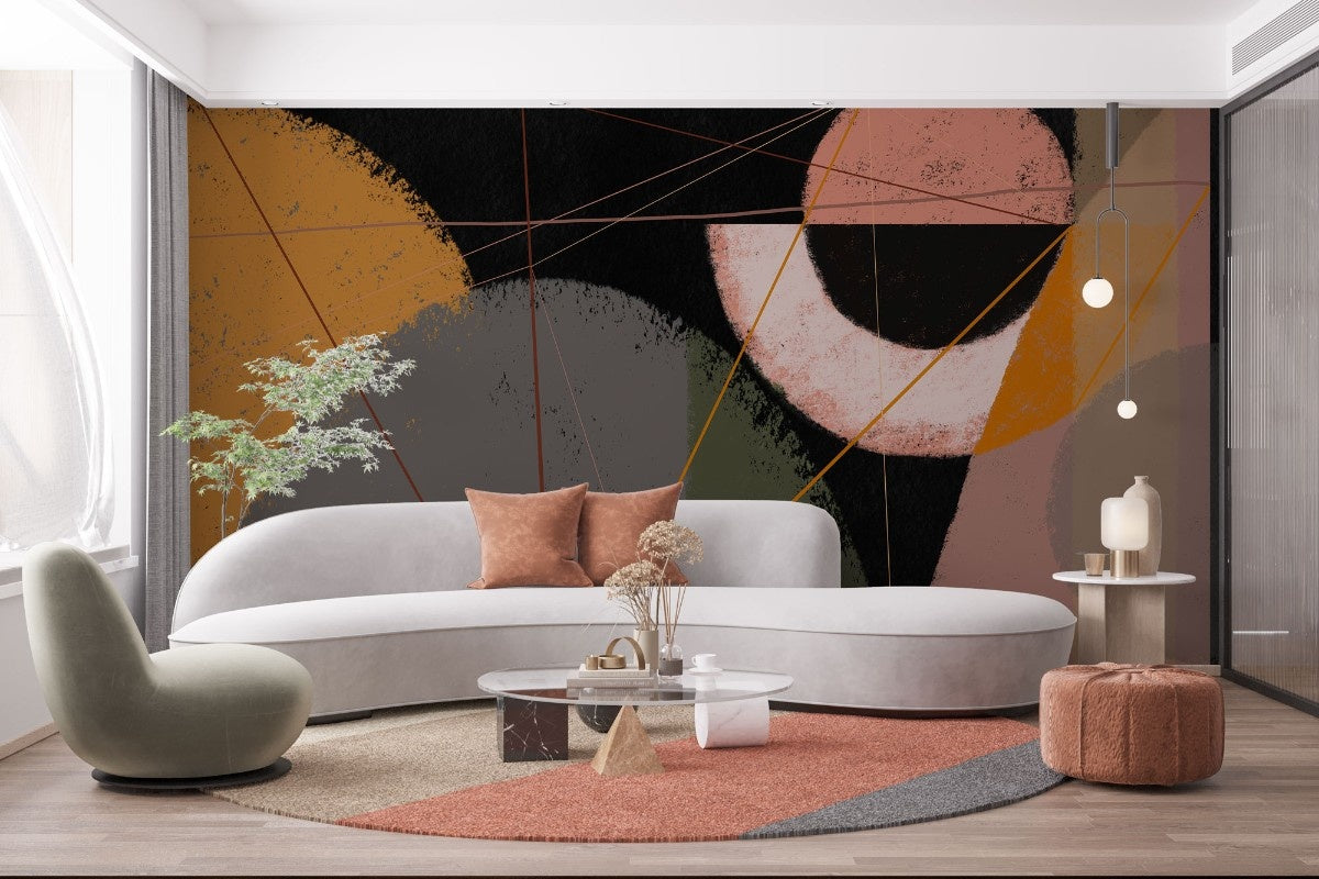 Tapet personalizat abstract cu un design in interpretarea unui ochi stilizat cu forme si culori indraznete creand un punct focal artistic abstract eye