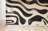 Tapet personalizat abstract cu un efect de topire monocrom oferind un aspect fluid si contemporan monochrome melt