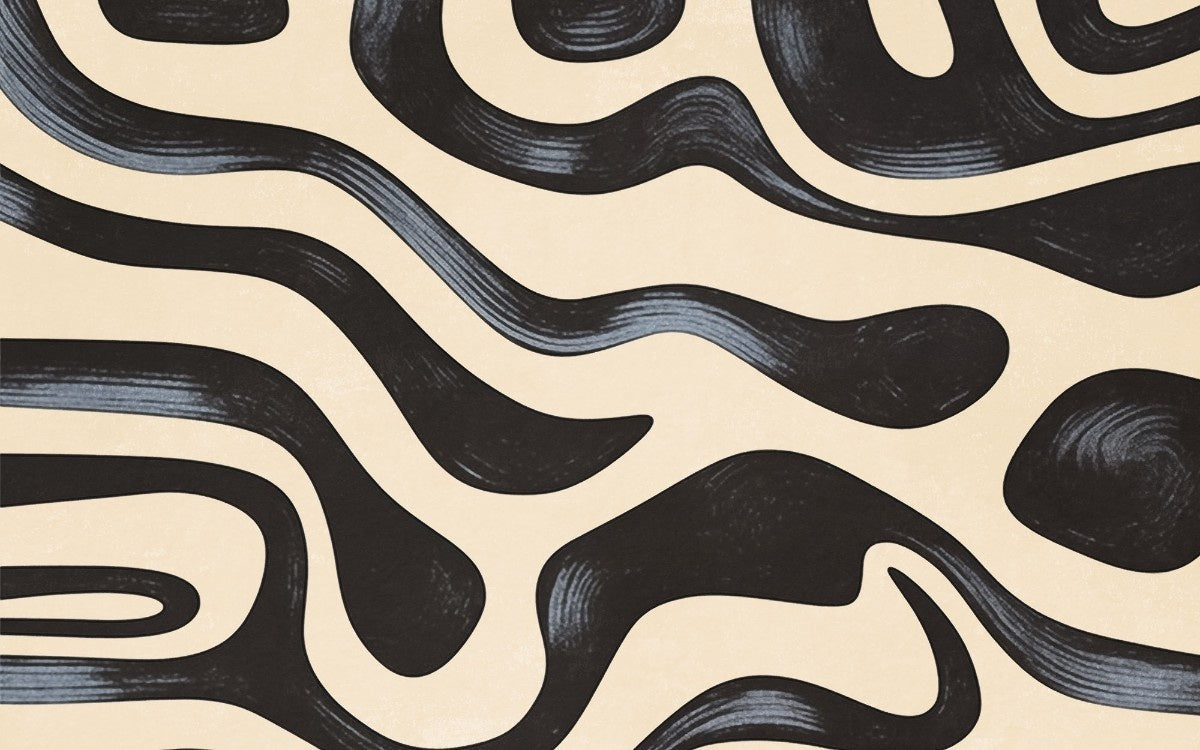 Tapet personalizat abstract cu un efect de topire monocrom oferind un aspect fluid si contemporan monochrome melt