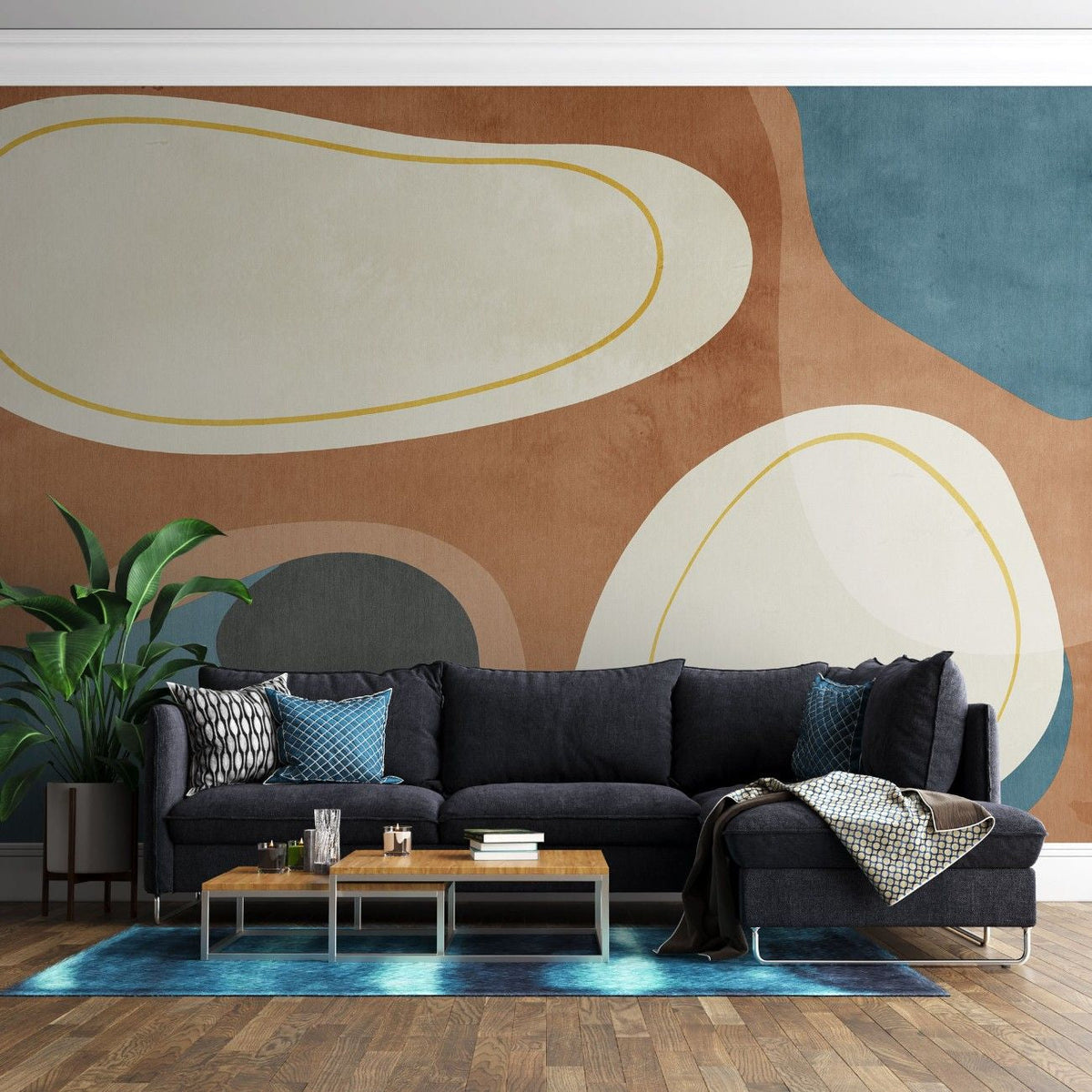 Tapet personalizat abstract cu forme in echilibru ce se imbina armonios pentru un aspect placut si coerent shapes in balance