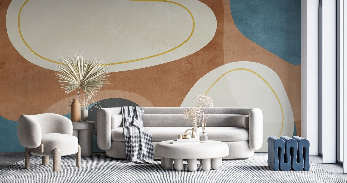 Tapet personalizat abstract cu forme in echilibru ce se imbina armonios pentru un aspect placut si coerent shapes in balance
